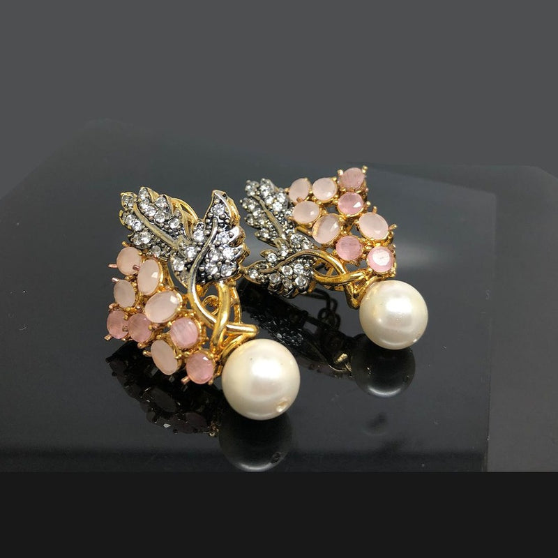 Gemstone Cluster Earrings with Pearl Drop