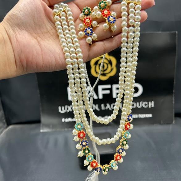 Daffo High quality TRIPPLE LAYER pearls Mala set