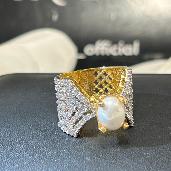 DAFFO Pearl zirconic ring (ADJUSTABLE)