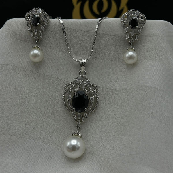 DAFFO american diamond set in real pearl