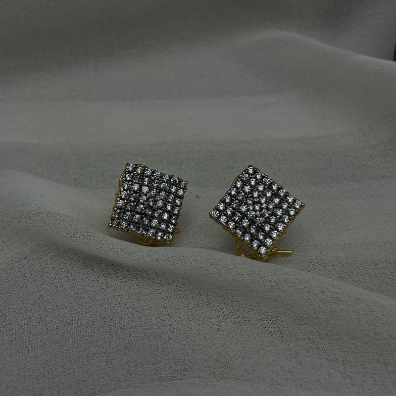 Diamond cut studs and adjustable ring