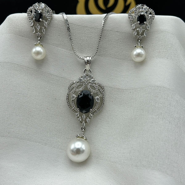 DAFFO american diamond set in real pearl