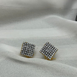 Diamond cut studs and adjustable ring