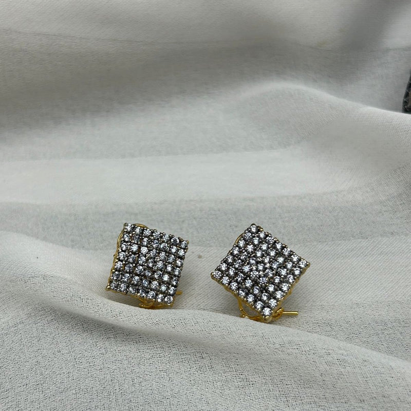 Diamond cut studs and adjustable ring